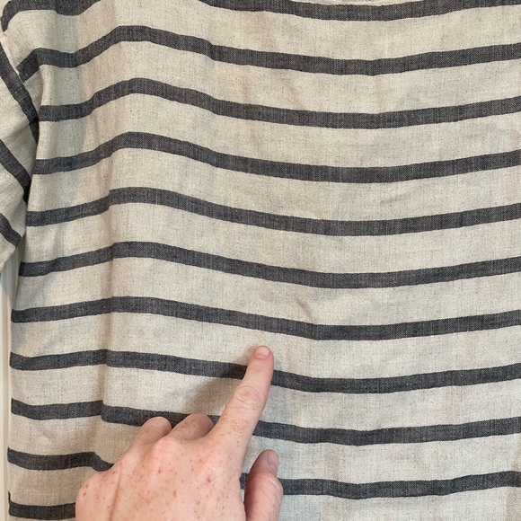 Eileen Fisher striped boxy boatneck linen and organic cotton top size large - Picture 5 of 8